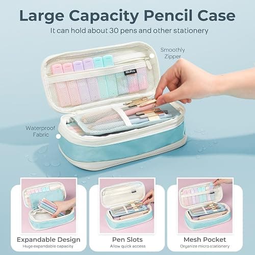 Nicpro School Supplies with Cute Pencil Case, 39 PCS Blue | Back to School Stationery Set, Essentials for College Nursing Student, 12 Pastel Highlighter, 6 Mechanical Pencil, 5 Gel Pen thumbnail 3