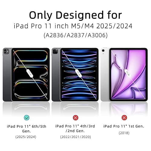 Dwopar for iPad Pro 11 inch M5/M4 Case (6th/5th Generation, 2025/2024), Auto Sleep/Wake and Magnetic Closure, Slim Trifold Stand Case, PU Leather Cover,Support Apple Pencil Pro, White thumbnail 2