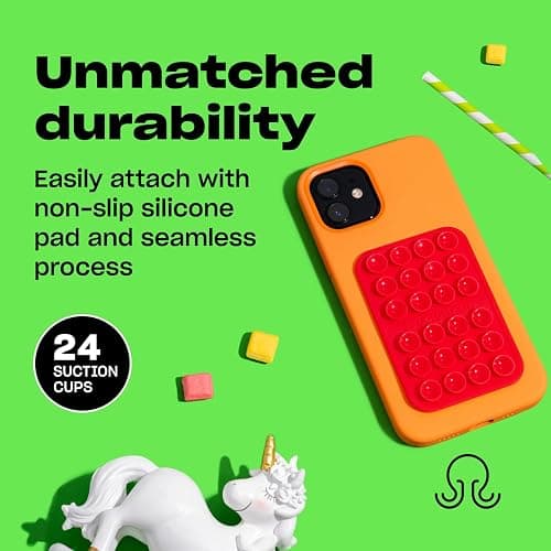 OCTOBUDDY Classic - Silicone Suction Phone Case Adhesive Mount - Hands-Free, Strong Grip Holder for Selfies & Videos - iPhone & Android Compatible - 2.25″ x 3.25″, Marigold thumbnail 4