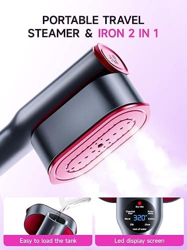 DRFLASH 2-in-1 Steamer & Iron for Clothes,15s Fast Heat-up 1200W Portable Handheld Garment Steamer,Travel Size with Large Ceramic Heat Panel,Quick Wrinkle Removal,110V-120V thumbnail 3