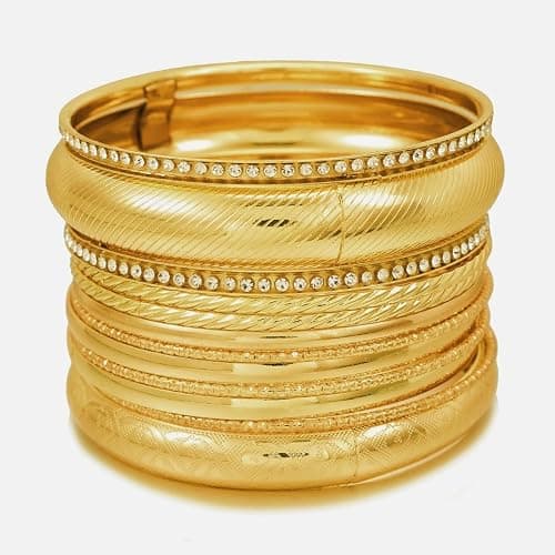 ANYILVTULI Gold Bangle Bracelets for Women Gold Bangles Indian Jewelry Fashion Disco Bangle Bracelets Gold Bracelet Set thumbnail 5