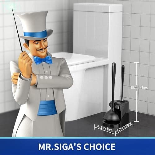 MR.SIGA Toilet Plunger and Bowl Brush Combo for Bathroom Cleaning, Black, 1 Set thumbnail 2