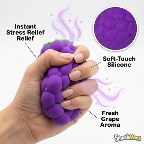 MLUTJINOO Purple Grape Scented Squeeze Stress Ball, Soft Slow Rising Squeeze Toys, Relaxation Squeeze Toys for Student and Adults,Grapes thumbnail 5
