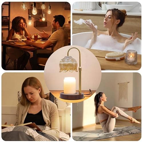 LILOOVKE Candle Warmer Lamp Dimmable Flower with Timer Adjustable Height Flameless Wax Warmer Lamp Home Decor Electric Heating for Jar Candles with Gift Packaging and Two Bulbs thumbnail 6