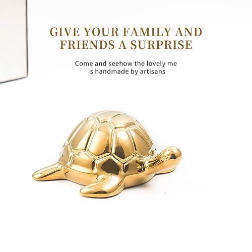 TQUPT Golden Turtle Statue Set,Sculptures Gold Turtle Ornament Ceramic Statue Home Accessories Gold Desk Home Indoor Decorative Collectible Decor or Elders (3 Pieces) thumbnail 3