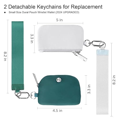 Babysun Mini Zip Around Dual Pouch Wristlet With 2 Straps Wristlet Keychain Wallet for Women Coin Purse Small Cute for Teen Girl thumbnail 2
