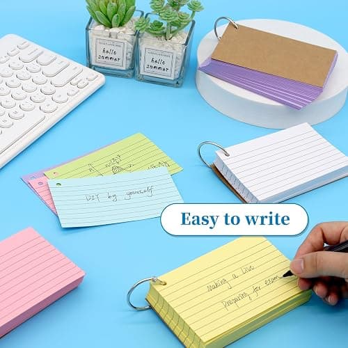 Lovppy 1000 PCS Index Cards 3x5 Inches Colored Flash Cards with Ring,Punched Lined Flashcards Ruled Index Cards Notecards Study Cards Heavy Note Cards for Studying, Office, Home,School thumbnail 5