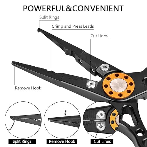 ZACX Fish Lip Gripper Pliers - Upgraded Muti-Function Hook Remover and Split Ring Pliers for Fly Fishing, Ice Fishing, Fishing Gear - Gift for Men (Package B) thumbnail 4