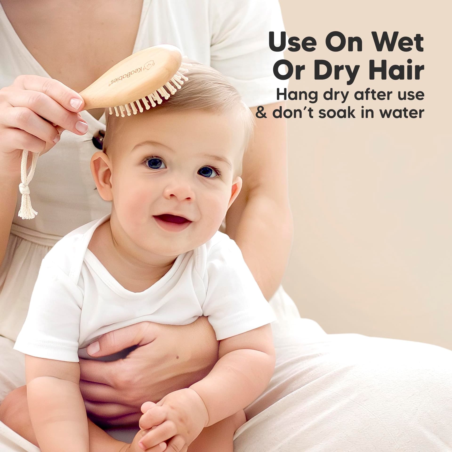 Baby Hair Brush Set for Newborns - Soft Goat Bristle Wooden Baby Brush and Comb Set Newborn Grooming Kit for Cradle Cap, Durable & Gentle, Boy, Girl Infant Essentials Care Kit (Oval, Walnut) thumbnail 6