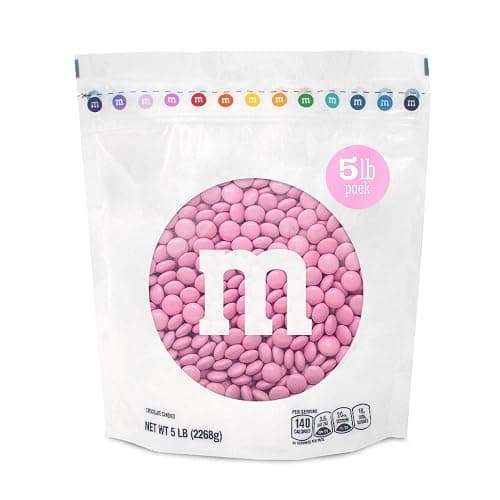 M&M’S WORLD Pink Milk Chocolate Candy, 5lbs of M&M'S in Resealable Pack for Candy Bars, Birthdays, Baby Showers, Gender Reveals, It's A Girl, Dessert Tables & DIY Party Favors - Image 1