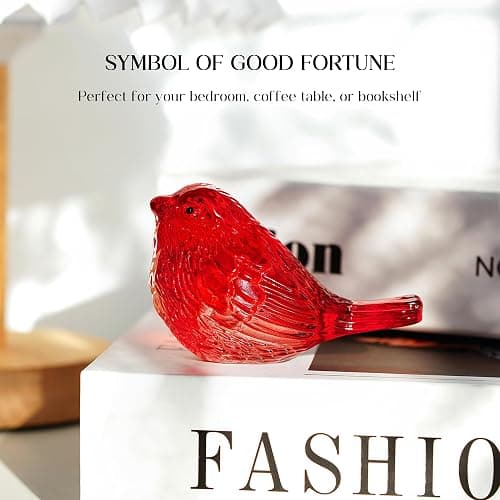 H&D HYALINE & DORA Crystal Handmade Red Bird Figurine Gifts for Bird Lovers Women Men Blown Glass Birds Collectible Figurines for Desk Table Home Office Decor thumbnail 4