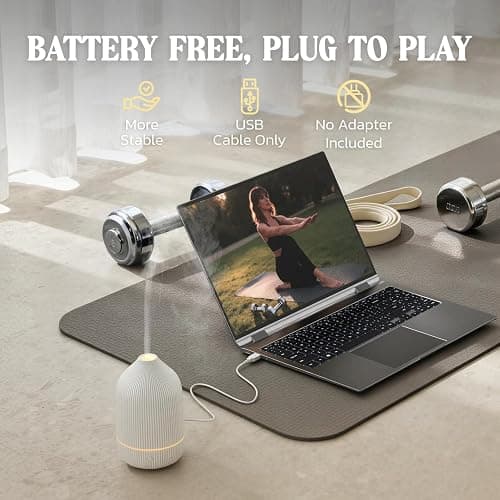 Essential Oil Diffuser, 100ml Aromatherapy Diffuser, Mini Ultrasonic Diffuser for Essential Oil, Home, Office, Cool Mist Humidifier with 7 Led Light, Auto Shut-Off, White thumbnail 6
