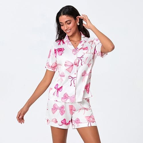 Yiulangde Cowboys Boot Pajamas for Women Y2k 2 Piece Heart Bow Preppy Pjs Coquette Short Sleeve Shirts Matching Pj Shorts Set thumbnail 5