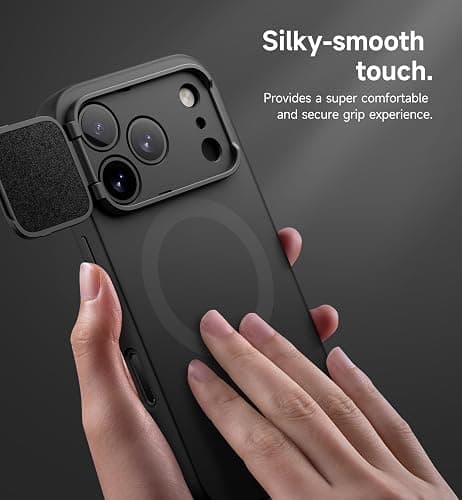 SURITCH for iPhone 17 Pro Max Case with Camera Control Cover, Camera Cover and Adjustable Kickstand, Compatible with MagSafe, Shockproof Bumper Protective Cases 6.9 Inch, Black thumbnail 8