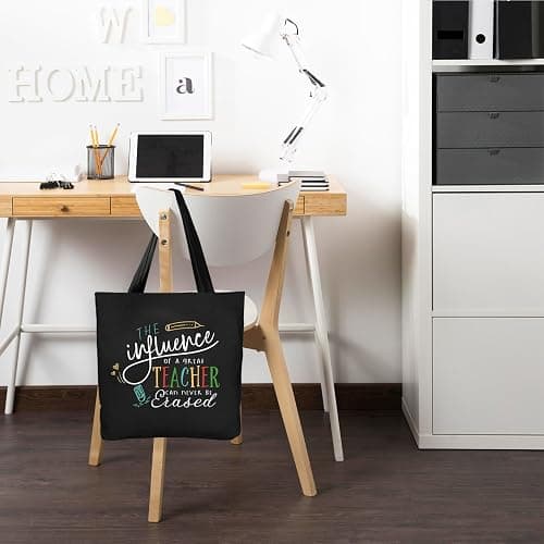 ELEGANTPARK Teacher Gifts for Women Black Teacher Bag Appreciation Gifts | Large cotton bag with inner pocket for end of year, thank you, retirement, graduation and mentor gifts thumbnail 8