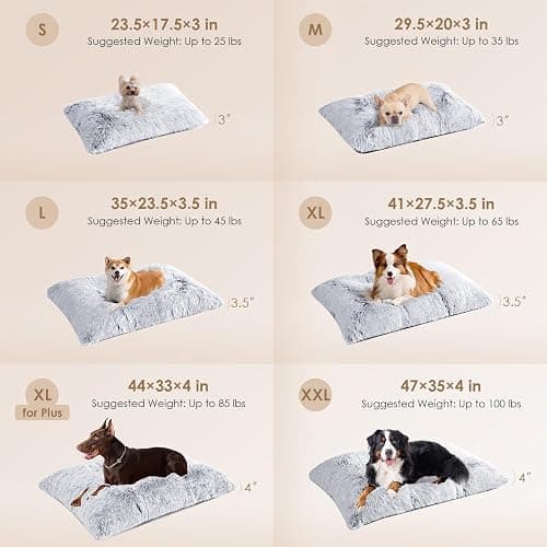 EHEYCIGA Fluffy Dog Crate Bed, Plush Extra Large Plus Dog Pillow, Grey | Xlarge Calming Anti Anxiety Plush Faux Fur Mat for Large size dogs, Washable Soft Warm Plus Dog Pad with Non-Slip Bottom thumbnail 3