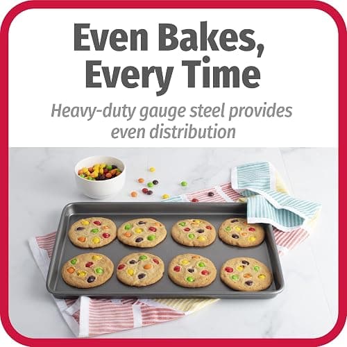 GoodCook Everyday Nonstick Baking Sheet Set, 3 Pack Includes One Small, Medium & Large Pan Carbon Steel Construction Cookie Sheet Bakeware Set, Gray thumbnail 4