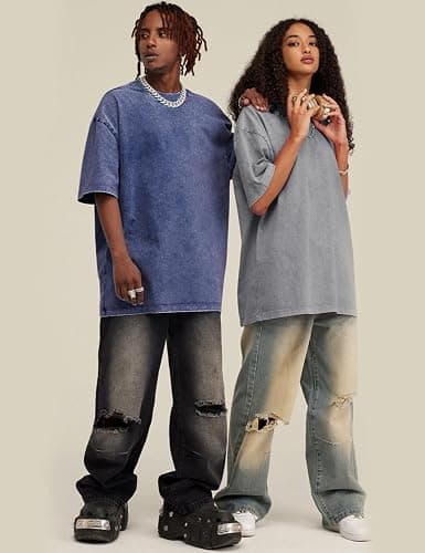 Arssm 3 Pack Men Oversized T Shirts Vintage Tee Loose Fit Short Sleeve Casual Streetwear Baggy Washed Unisex Tops thumbnail 2