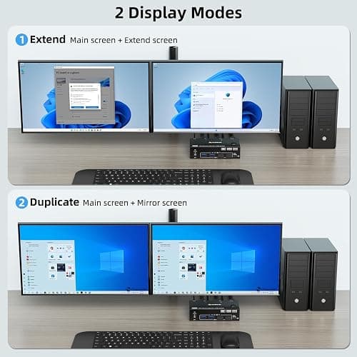 KVM Switch 2 Monitores 2 PC 8K Displayport + HDMI USB 3.0 KVM Conmutador para dos monitores, soporta 8K @ 60Hz, 4K @ 120Hz para 2 ordenadores que comparten teclado, ratón y monitor thumbnail 4