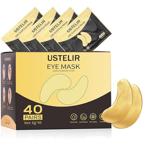 USTELIR Under Eye Patches, 40 Pairs Eye Mask for Dark Circles, Puffy Eyes, Undereye Bags,Wrinkles,Eye Mask Patches with 24K Gold, Eye Treatment Skin Care for Men & Women Gift - Image 1