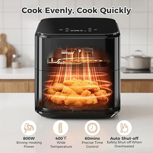 DUMOS 3 Qt Air Fryer, Compact Digital Airfryer with Auto Shut-Off, Fast Cooking for Quick Easy Meals, Space Saving Mini Air Fryer for Small Kitchens, Apartments & Singles thumbnail 4