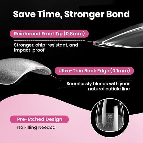Beetles Gel Nail Tips Flat-X - Almond Medium, 320pcs 16 Sizes, Pre-Etched Half Matte Full Cover Soft Acrylic Press on False Nail Extension Tips Easy DIY Salon for Flat & Natural Nail Beds thumbnail 6
