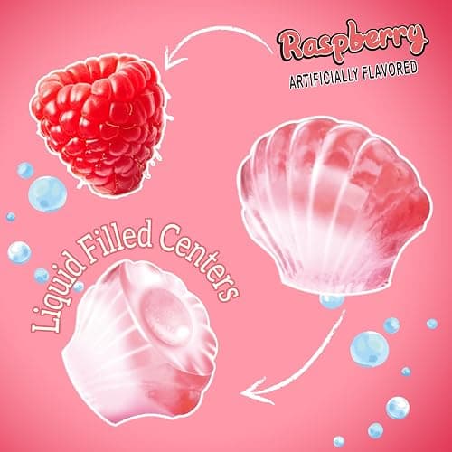 Amos 4D Gummy Candy Mermaid Jewels Fruity Filled, Soft Center Jelly-filled Seashell Candy, Raspberry Flavor Christmas Candy (9oz Pack) pink thumbnail 4
