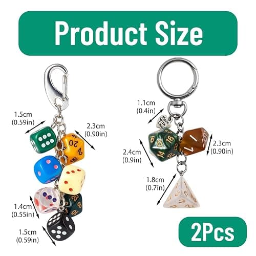 ZHLKHIOP 2 Pack Dice Bag Charm, Dice Keychain, Unique Design for Gifts, Durable Material for Daily Use, Perfect for Dice Lovers and Gamers thumbnail 2