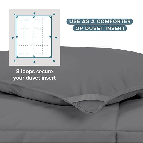 Bare Home Duvet Insert Comforter - Twin/Twin Extra Long - 8 Duvet Loops - Goose Down Alternative - Ultra-Soft - Premium 1800 Series - All Season Warmth - Bedding Comforter (Twin/Twin XL, Grey) thumbnail 6