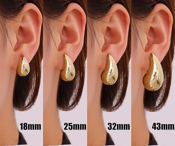 Gacimy Teardrop Earrings Dupes for Women 14K Gold Plated, Chunky Drop Earrings for Women with 925 Sterling Silver Post thumbnail 5