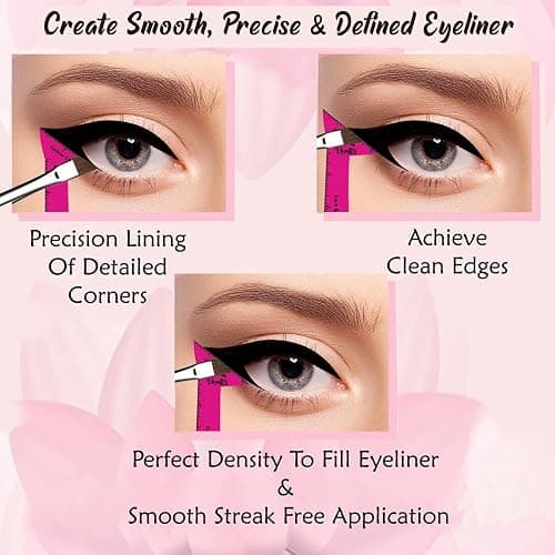 Eyeliner Stencils Pencil Liquid Waterproof Tool For Liner Makeup Brush Pen Stamp Thin Sharpener Cat Eyes Small Angled Wing Tip | Real Beginners Techniques Eye Shadow Lines Gel Eyebrow Pomade Black thumbnail 2