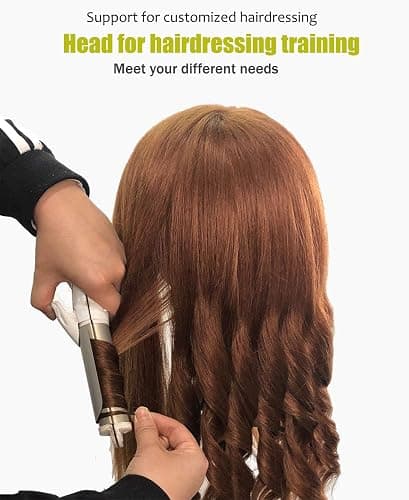 Mannequin Head with 100% Human Hair, SZCY LLC 18" Dark Brown Real Hair Cosmetology Mannequin Head Hair Styling Hairdressing Practice Training Doll Heads with Clamp Holder and Tools thumbnail 6