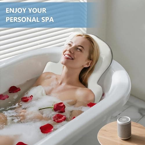 Full Body Bath Pillow, Luxury Bath Cushion with 192 Suction Cups, Bath Pillows for Tub for Head and Neck Support, with Laundry Bag White, 51" x 16" thumbnail 2
