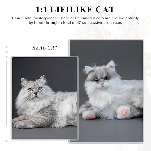 Chongker Weighted Stuffed Animals, Handmade Realistic Cat Plush Toy 3.3LBS, Lifelike Real Cat Size Companion Plush Doll thumbnail 5