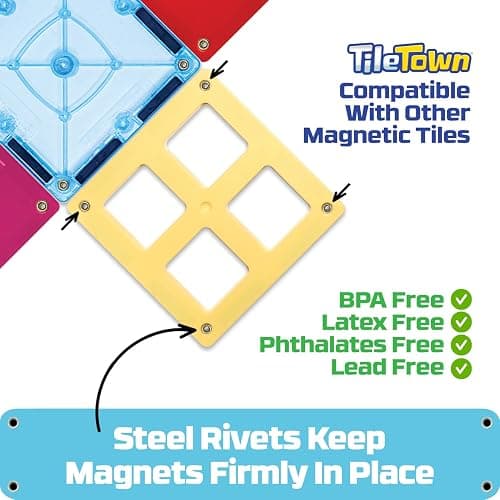 Tile Town Bluey Heeler Family Home 52-Piece Magnetic Tile Playset, Interactive STEM Magnetic Tiles Toys, Includes Bluey & Bingo Figures, Action Tiles thumbnail 5