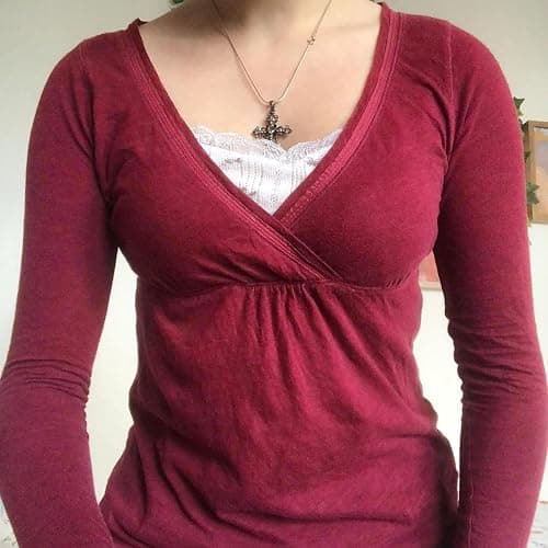 Tsultryofs Y2k Grunge Aesthetic Clothes for Women Long Sleeve V-Neck T Shirts Vintage Fall Top Harajuku Streetwear thumbnail 4