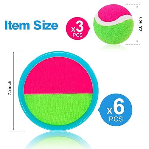 Aunnitery Outdoor Games, Toss and Ball Set with 6 Paddles and 3 Balls, Perfect Yard Games Outdoor Toys Games for Kids Ages 4-8 Easter Gifts for Kids/Adults/Family thumbnail 2