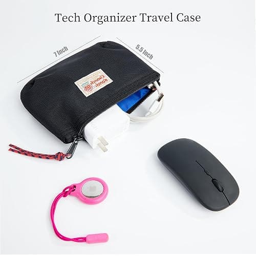 Rough Enough Small Tech Organizer Travel Case for Electronics & Cords - Cable Storage Bag Black thumbnail 4