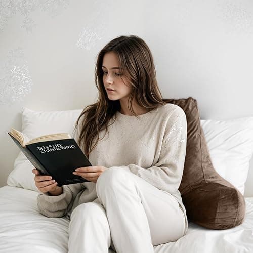 OAISZ Reading Pillow for Sitting in Bed Adult, Reading Pillow with Shredded Memory Foam, Back Pillow for Bed Sitting Up with Extend Arms, Pockets, Bed Pillow with Washable Cover,Brown, X-Large thumbnail 2
