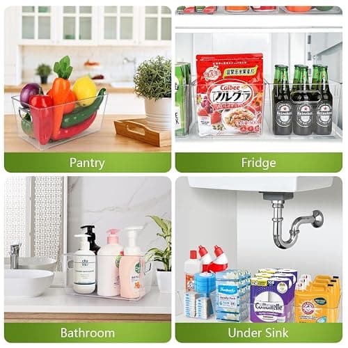 Set Of 10 Refrigerator Pantry Organizer Bins, Clear Plastic Food Storage Bins for Kitchen, Countertops, Cabinets, Fridge, Freezer, Bedrooms, Bathrooms, Fridge Organizer Bins Pantry Storage Containers thumbnail 5
