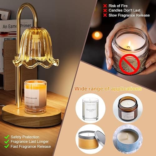 Draome Candle Warmer Lamp - Dimmable & Timer, Height Adjustable Flameless Candle Lamp for Jar Candles, Ideal Gifts for Women's Birthday, Christmas & Anniversary(Includes 2 Bulbs) thumbnail 6