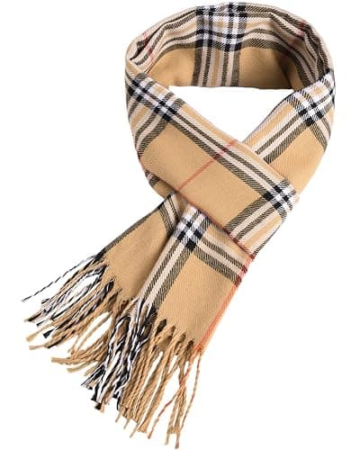 UMIPUBO Men's Scarves Classic Cashmere Wool Touch like Scarf Plaid Tartan Reversible Check Tassel Ends Solid Long Winter Scarf thumbnail 2