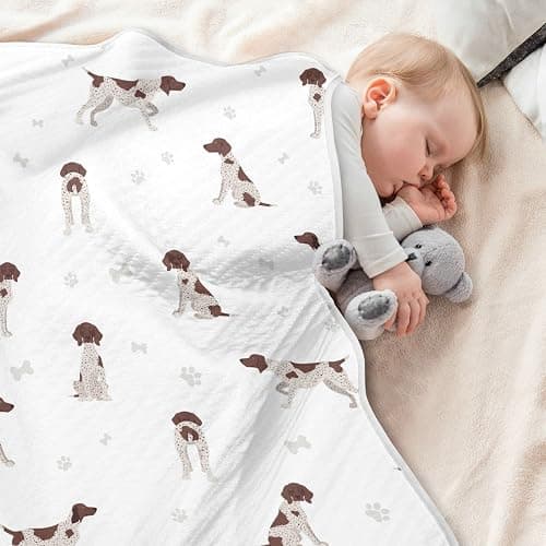 Swaddle Blanket German Shorthaired Pointer Cotton for Infants, Receiving, Lightweight Soft Swaddling for Crib, Stroller, Nursery, Puppy, 30x40 in thumbnail 6