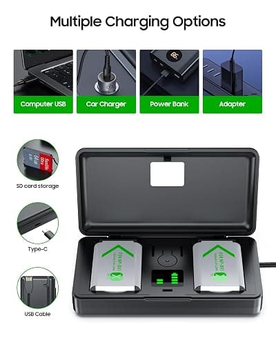 (Auris) NP-BX1 Camera Battery (2 Pack) and 2-Channel USB Charger for Sony NP-BX1/M8, ZV-1, ZV-1F, ZV-1 II, Cyber-Shot DSC-HX80, HX90V, HX95, HX99, HX350, RX1, RX1R II, RX100 (II/III/IV/V/VA/VI/VII), AS300 thumbnail 6