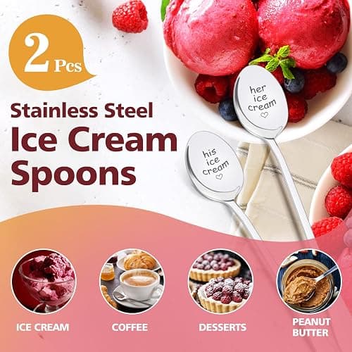 PRSTENLY Wedding Gifts for Couples 2025, 2 Pcs His and Hers Ice Cream Spoon Anniversary Engagement Gifts for Couple Him Her Boyfriend Girlfriend Graduation Christmas Birthday thumbnail 3
