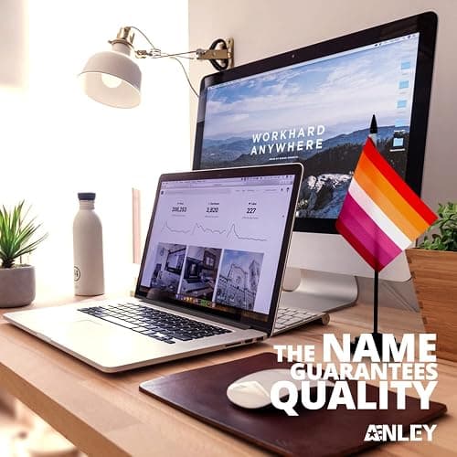 Anley Sunset Lesbian Pride Deluxe Desk Flag Set - 6 x 4 Inch Miniature Desktop Flag with 12" Solid Pole - Vivid Color and Fade Resistant - Black Base and Spear Top thumbnail 3