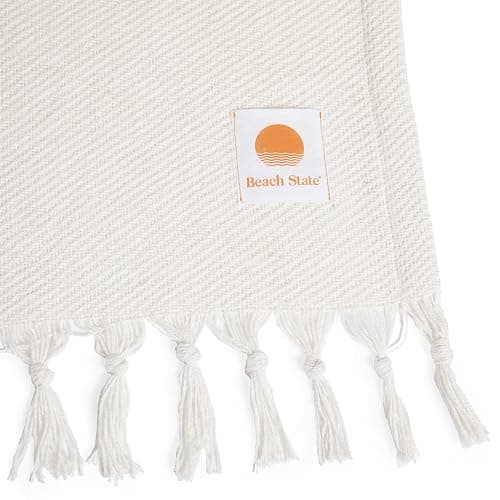 BEACH STATE Oceanside Outdoor Beach Blanket, 100% Cotton Picnic Blanket, 66" x 80" Throw Blanket, Machine Washable, Extra Large, (Sunset Stripe) thumbnail 10