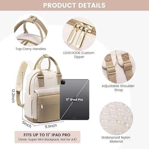 LOVEVOOK Mini Backpack for Women Stylish Waterproof Backpack Purse with USB Port, Cute Bookbag for College School Travel thumbnail 5
