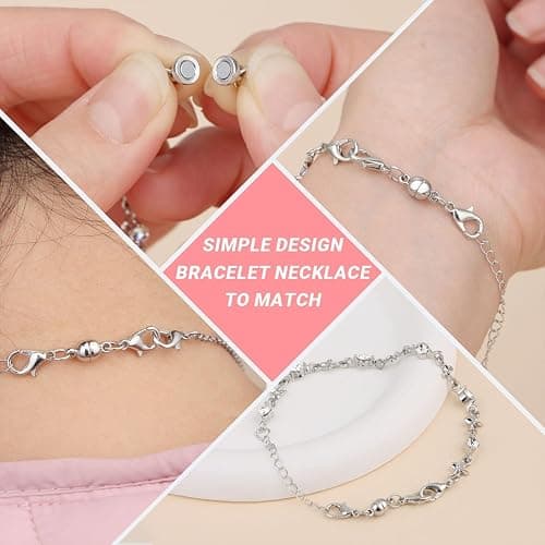 Magnetic Necklace Clasps and Closures,925 Silver Magnetic Clasp Converter, Jewelry Making Supplies, Chain Extender Connector (2golden+2silvery) thumbnail 5