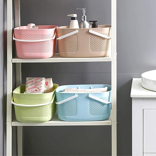 Shower Caddy Basket, Portable Large Capacity Thickened Plastic Organizer Storage Tote with Handles Drainage Toiletry Bag Bin for Bathroom, College Dorm Room Essentials, Kitchen, Camp, Gym, Pink thumbnail 6